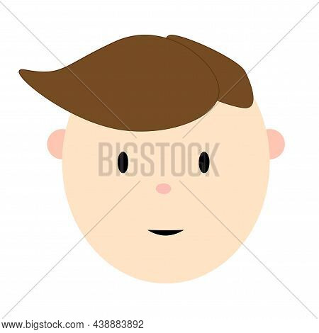 Little Boy Face Icon. Cartoon Style. Character Design. Message Element. Simple Flat Art. Vector Illu