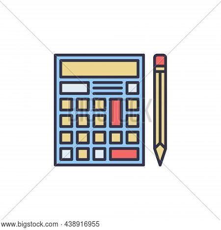 Calculator Or Calc With Pencil Vector Concept Colored Icon