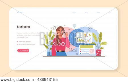 Marketer Web Banner Or Landing Page. Marketing Strategy And Communucation