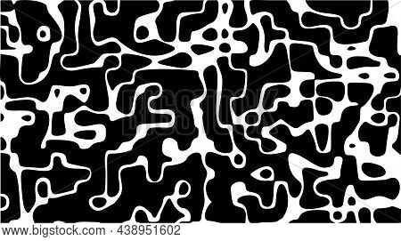 Liquify Line Monochrome Background. White And Black Wavy Stripes.