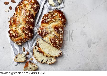 Challah Traditional Jewish Bread With Almonds And Cranberries