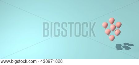 Floating Balloons On A Colored Background - 3d Render