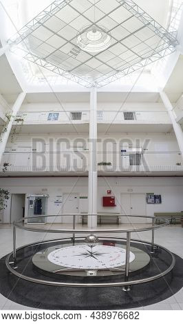 Badajoz, Spain - Sept 16th, 2019: Foucault Pendulum At Faculty Of Science. University Of Extremadura
