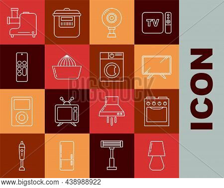 Set Line Table Lamp, Oven, Smart Tv, Web Camera, Citrus Fruit Juicer, Remote Control, Kitchen Meat G