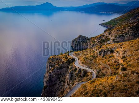 The Mountains And Beautiful Landscape At Sapri Italy In The Region Of Salerno - Aerial View - Travel