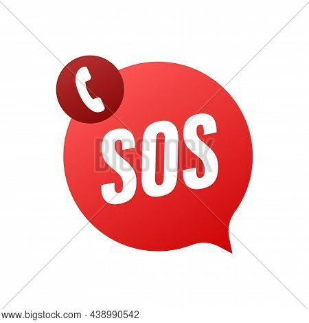 Sos Emergency Call. 911 Calling. A Cry For Help. Vector Stock Illustration.