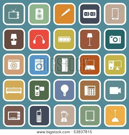 Electrical Machine Flat Icons On Blue Background