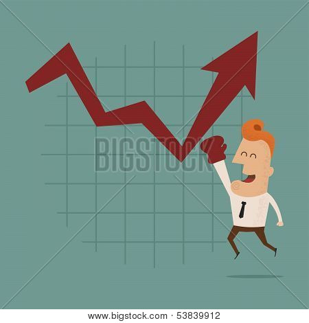 Businessman punch growing graph , eps10 vector format