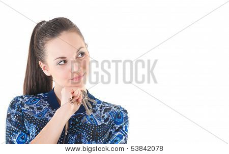 Young Attractive Woman With The Key