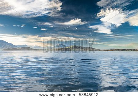 View To Pilatus And Zugsee From Zug, Central Switzerland