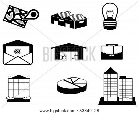 Silhouette Logistic And Estate Icon Collection Set