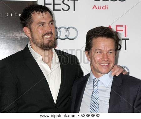 LOS ANGELES - NOV 12:  Marcus Luttrell, Mark Wahlberg at the  