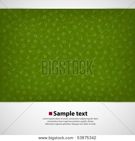 vector background with education icons. Green variant.