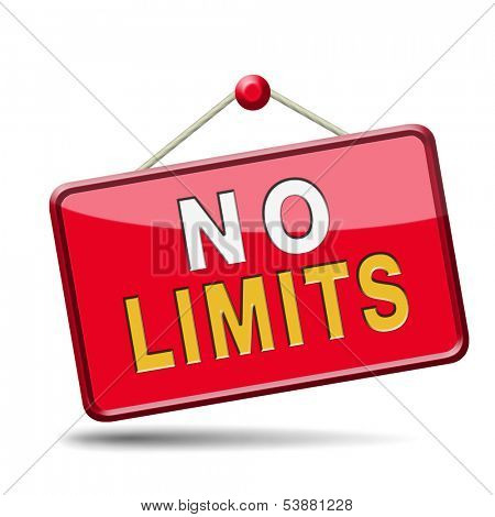 no limits or boundaries unlimited and without restrictions icon or sign