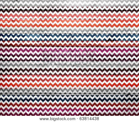 Colorful chevron pattern on wood