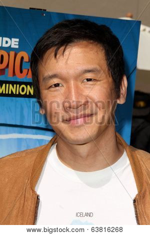 LOS ANGELES - APR 11:  Chin Han at the Despicable Me Minion Mayhem  and Super Silly Fun Land at Universal Studios Hollywood on April 11, 2014 in Universal City, CA