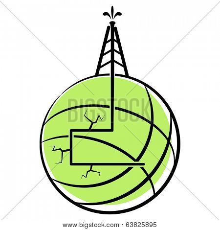 An image of a globe with hydraulic fracking.