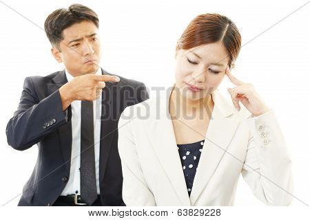 Dissatisfied businessman and businesswomen