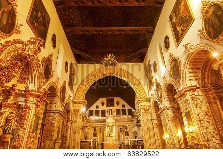 Ornate Golden Basilica Paintings Church Iglesia Of Santa Anna Rio Darro Granada Andalusia Spain