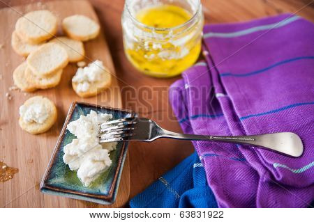 Cheese Served On Wooden Table With Cloth