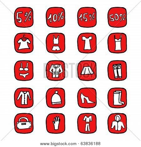 Hand drawn vector illustration icons for website