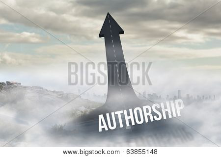 The word authorship against road turning into arrow