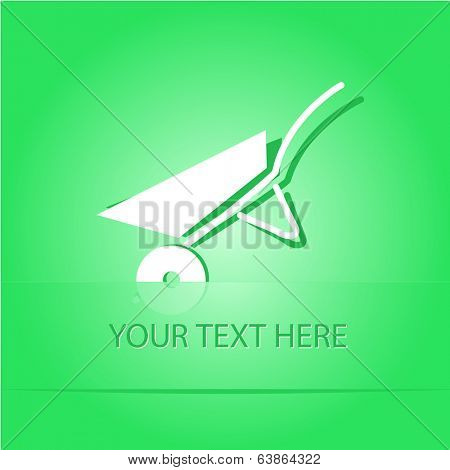 Wheelbarrow. Paper sticker as bookmark. Vector illustration. Eps10.