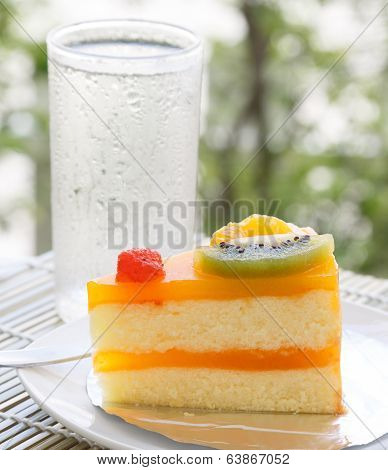 Orange Cake And Slice Kiwi Fruit