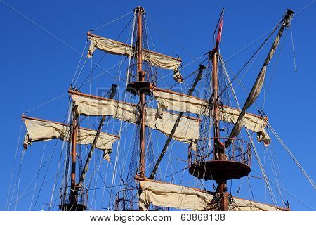 Masts And Sails Of Huge Sailing Boat