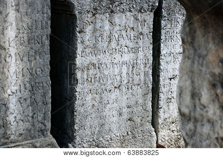 Ancient Roman Tomb With Latin Text