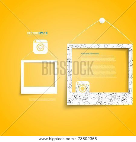 Vector white frames on the yellow wall