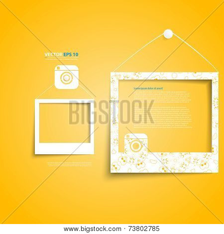 Vector white frames on the yellow wall