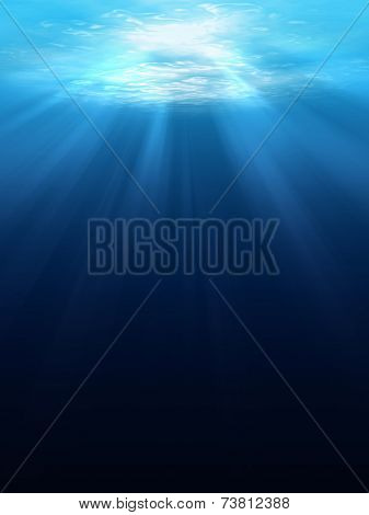 Underwater scene background with sunlight