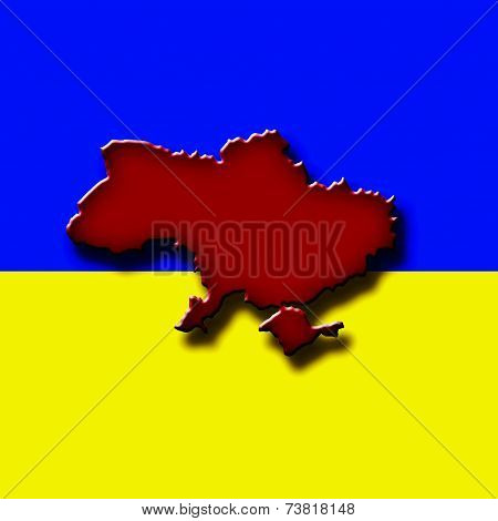 Map Of Ukraine In Form Of A Splatter In Red Color Of Blood