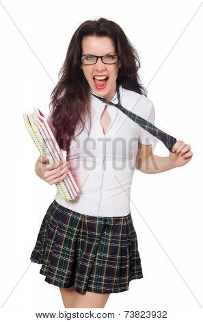 Young student isolated on white