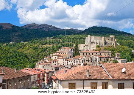Valley. View of Brienza. Basilicata. Southern Italy.
