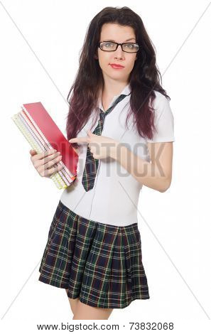 Young student isolated on white