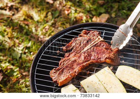 steak on grill