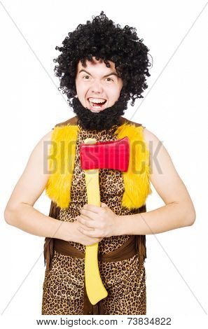 Savage man isolated on white