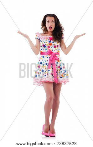 Emotional woman isolated on the white