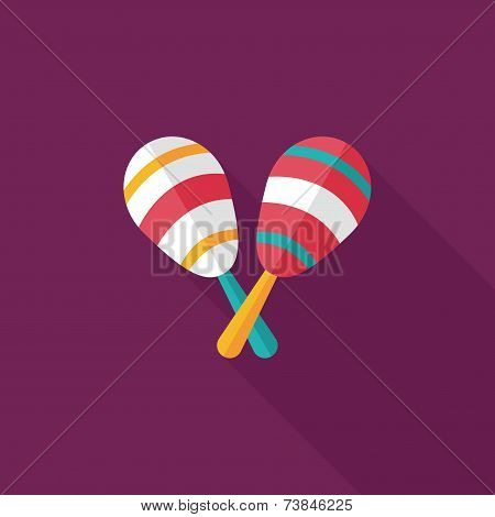Wooden Rattle Flat Icon With Long Shadow,eps10