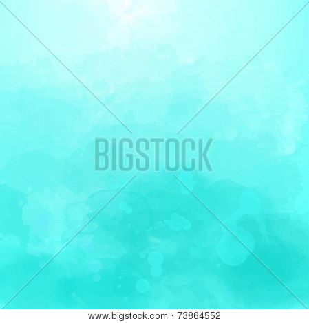 Abstract sky blue background with watercolor splashes and swashes