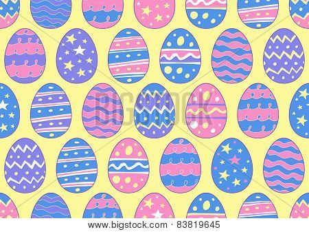 Hand Drawn Easter Eggs in a Seamless Pattern