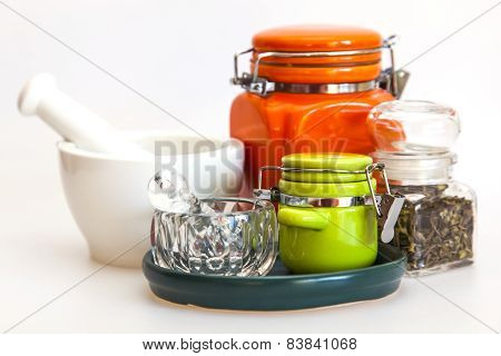 Multi-colored ceramic kitchen ware