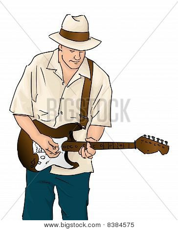 Vektor bluesmusiker med gitarr