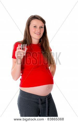 Young Pregnant Woman Is Drinking Water