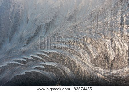 Winter Frostwork On Window Glass