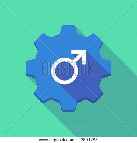 Long Shadow Gear Icon With A  Male Sign