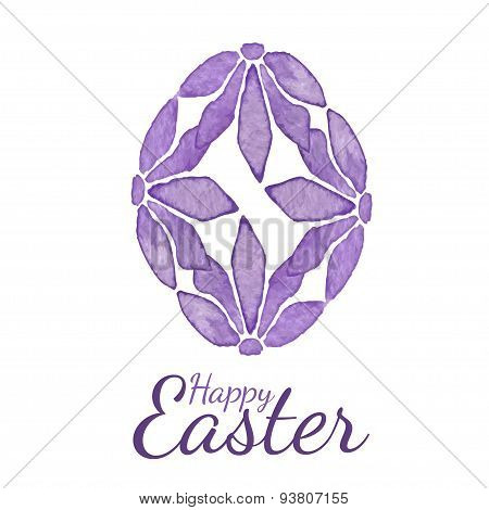 Purple Happy Easter egg of watercolor texture vector illustration.