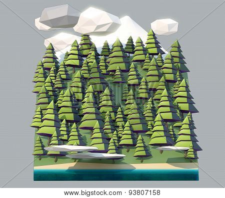 Wild Coast Of A Mountain River